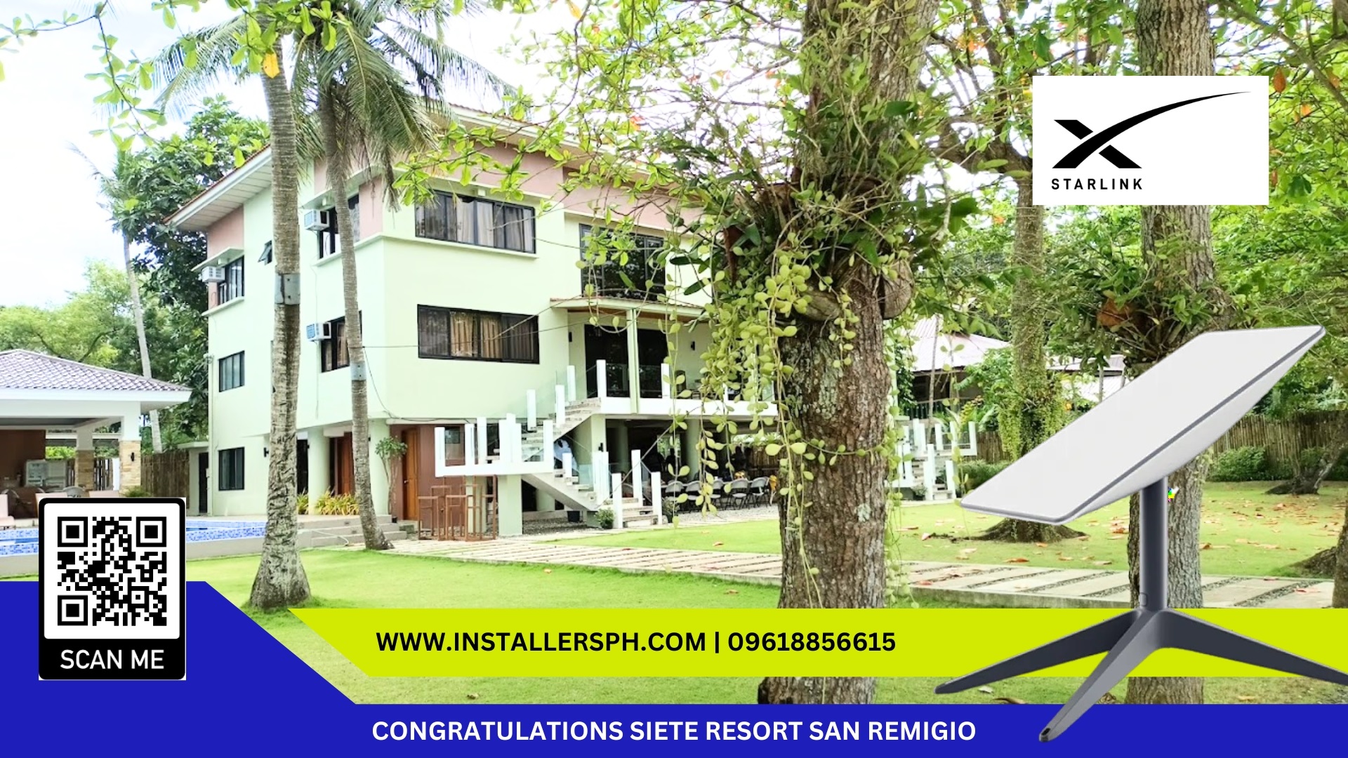 Siete Resort San Remigio Cebu Starlink Internet Installation Service.