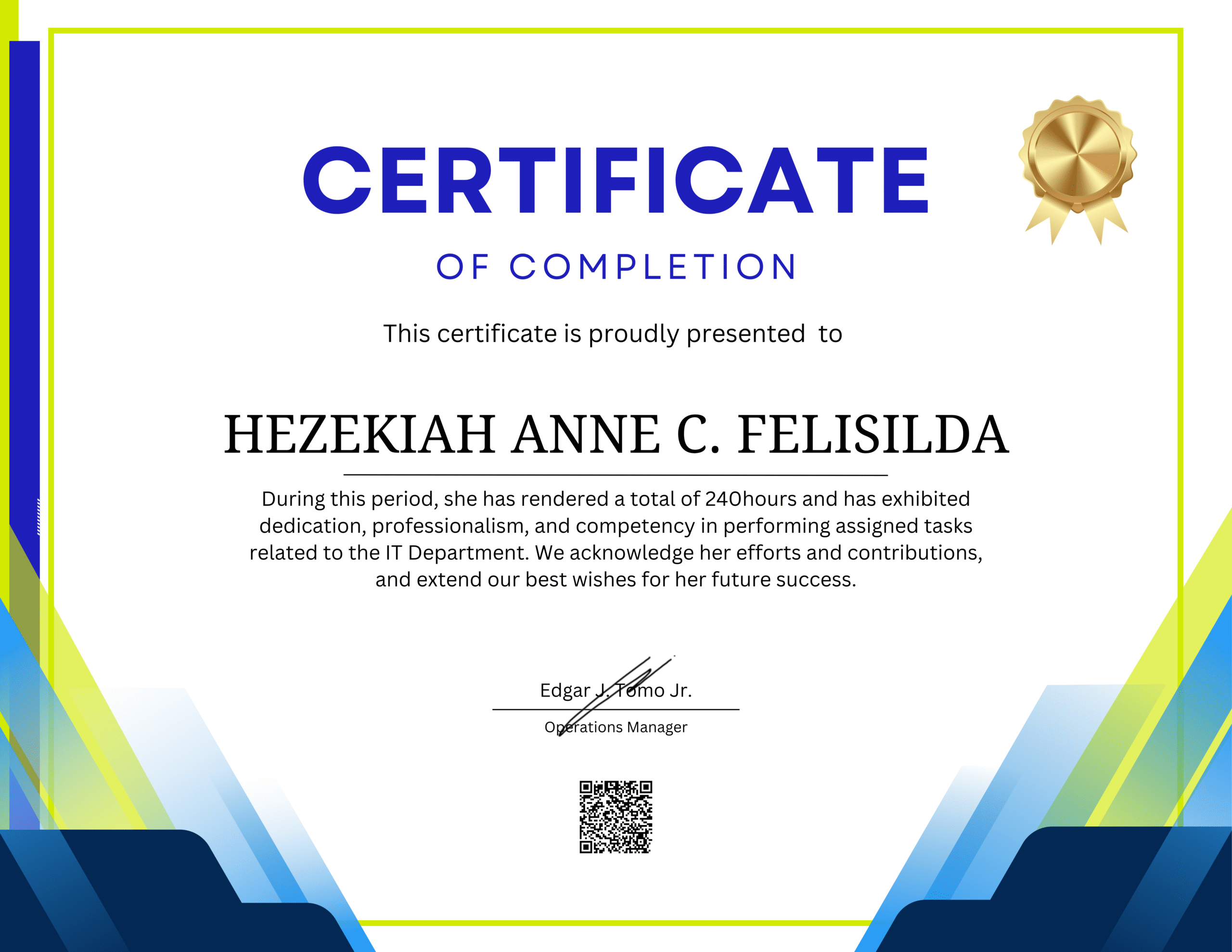 Read more about the article The On-the-Job Training Experience of Hezekiah Anne C. Felisilda.