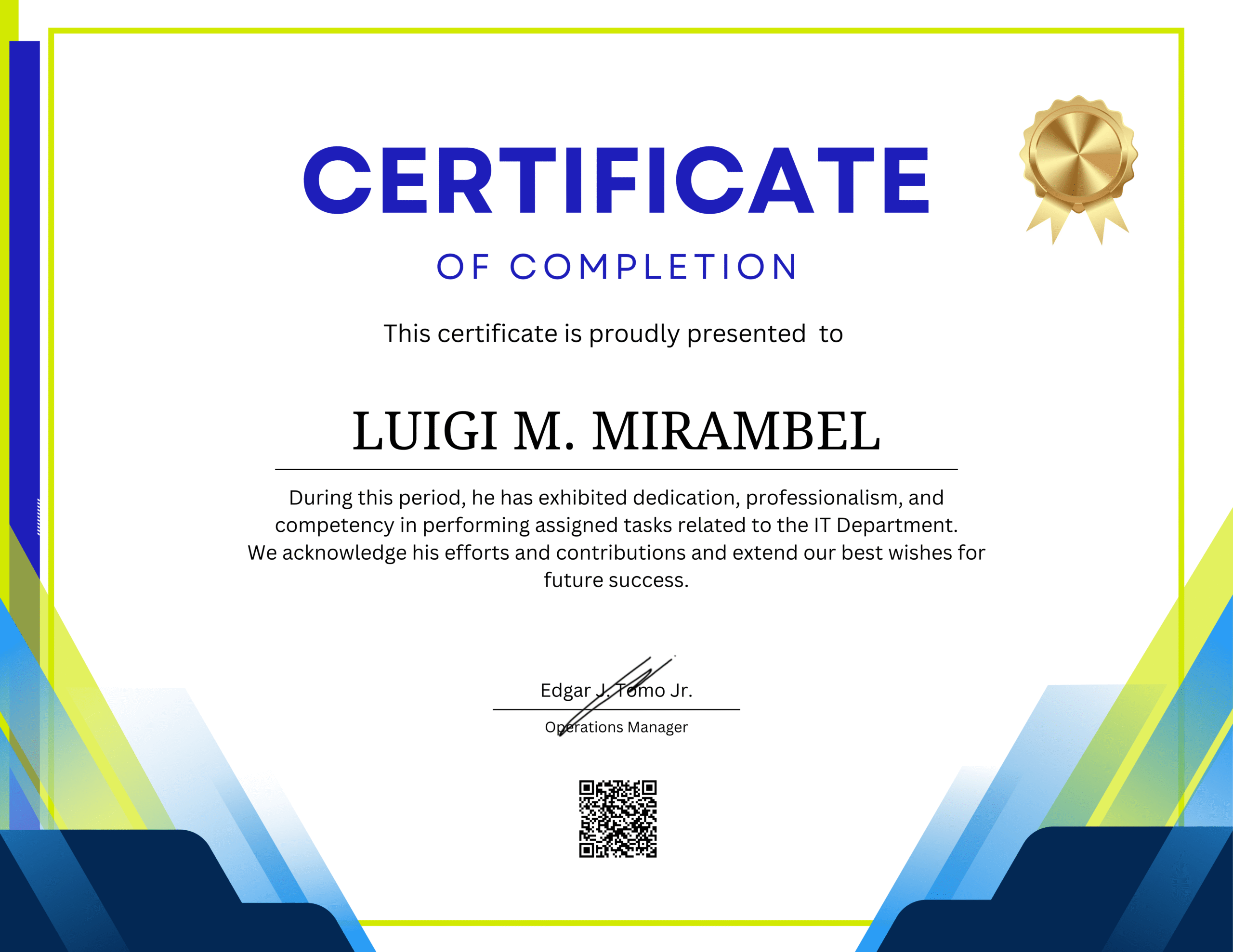Read more about the article The On-the-Job Training Experience of Luigi M. Mirambel.