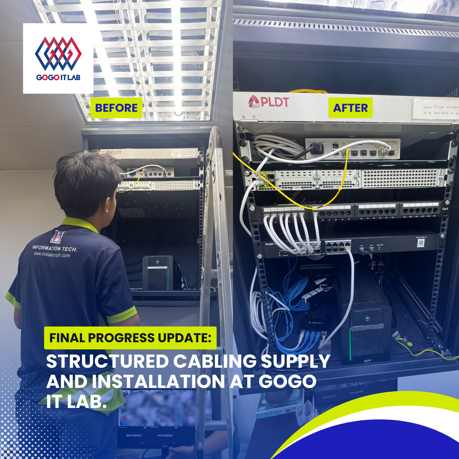 Read more about the article Structured Cabling Supply and Installation at GOGO IT Lab: Final Progress Update