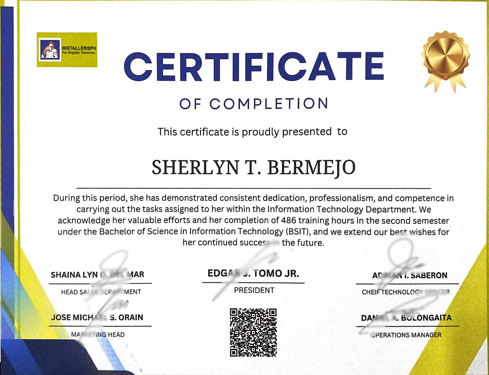 Read more about the article On-the-Job Training of Sherlyn T. Bermejo: Advancing Skills in Information Technology.
