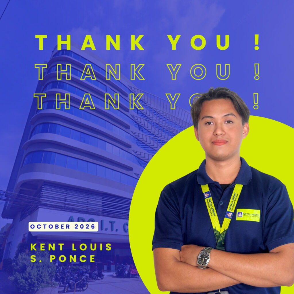 On-the-Job Training Completion of Kent Louis S. Ponce at InstallersPH IT Solutions.