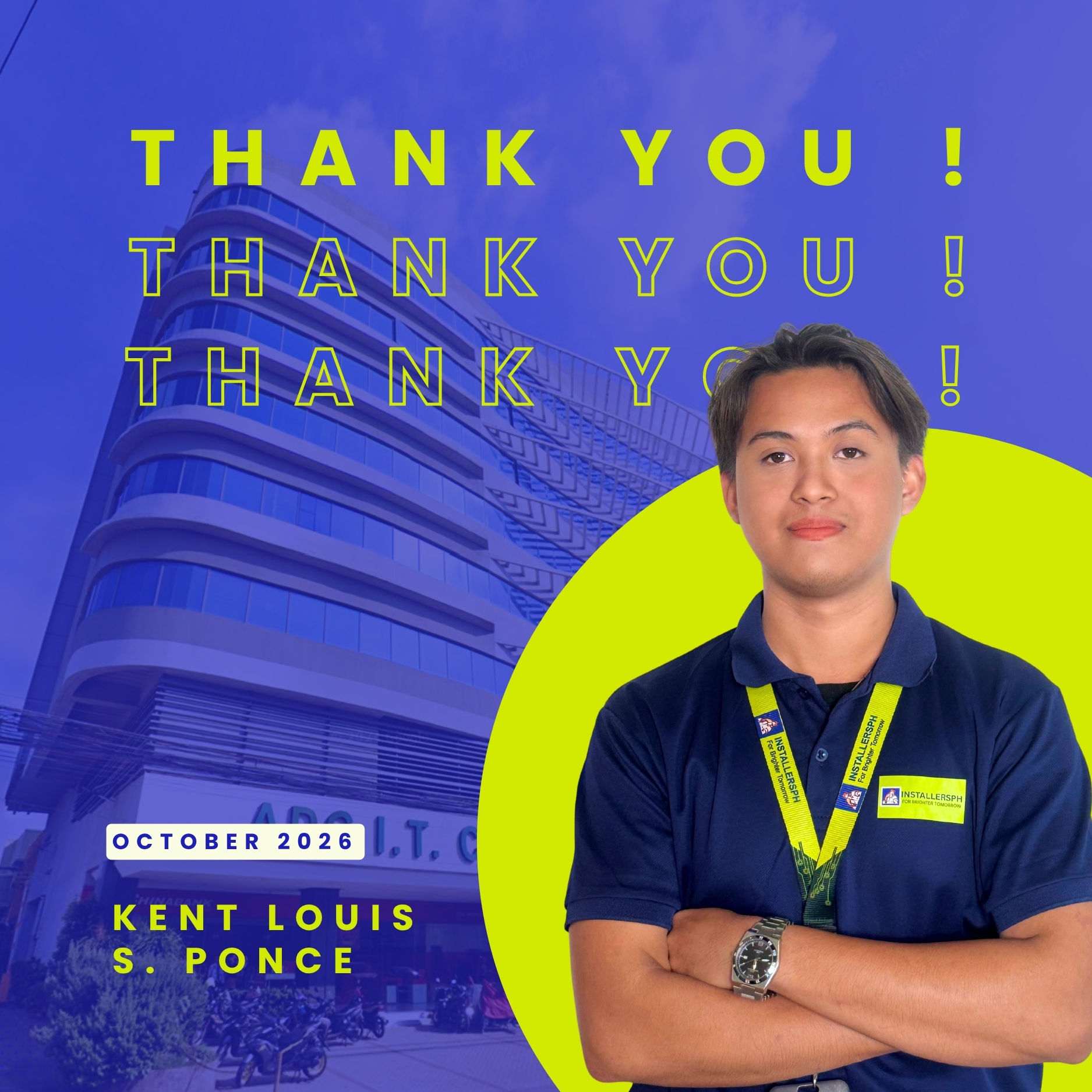 On-the-Job Training Completion of Kent Louis S. Ponce at InstallersPH IT Solutions.
